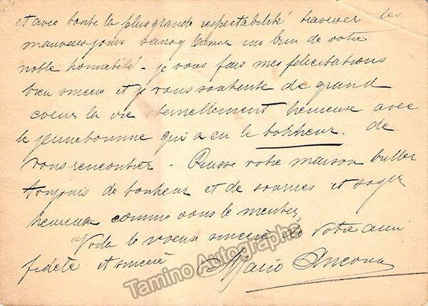 Ancona, Mario - Autograph Letter Signed 1906 - Tamino