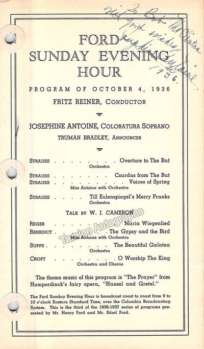 Antoine, Josephine - 2 Signed Programs