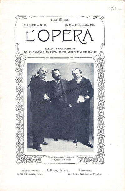 Ariane - Early Program with World Premiere Cast - Paris 1906