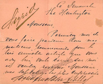 Arnoldson, Sigrid - Autograph Note Signed