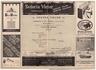 Arrau, Claudio - Concert Program 1944 Teatro Colón