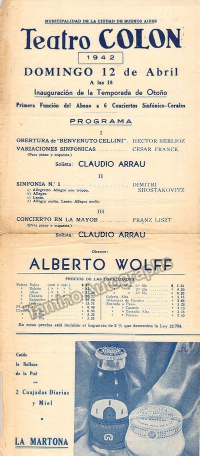 Arrau, Claudio - Piano Concert at Teatro Colon 1942