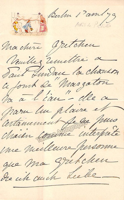 Artot de Padilla, Desiree - Autograph Letter Signed 1879
