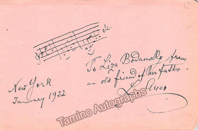 Auer, Leopold - Autograph Music Quote 1922