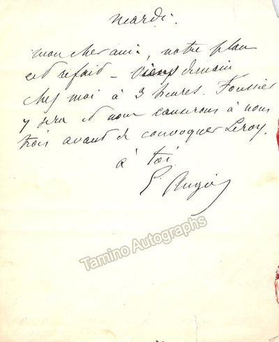 Augier, Emil - Autograph Note Signed