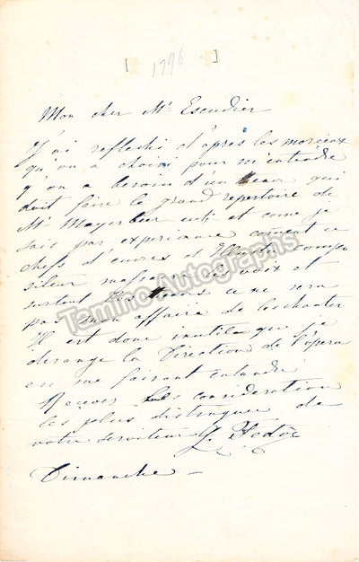 Chaliapin, Fedor - Autograph Letter Signed