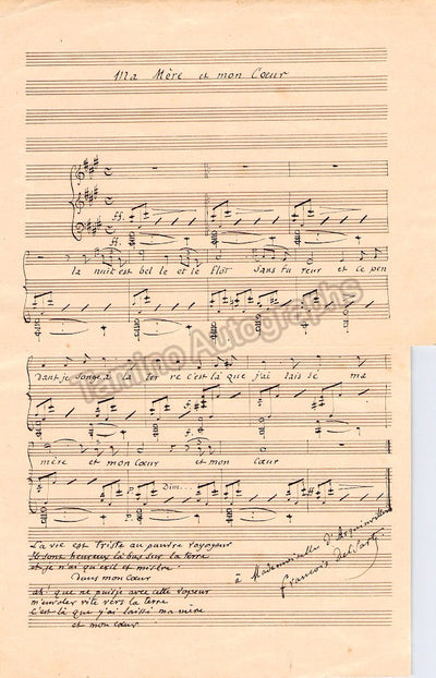 Delsarte, Francois-Alexandre-Nicolas-Cheri - Autograph Music Quote Signed