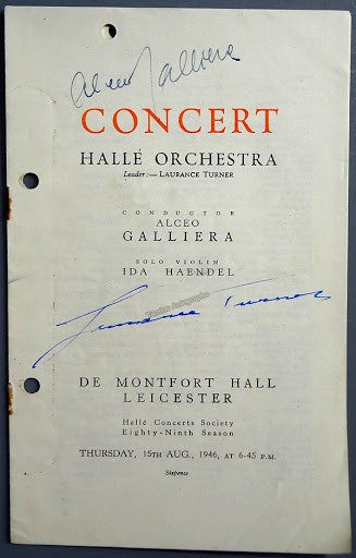 Galliera, Alceo - Turner, Laurance - Signed Program Leicester 1946