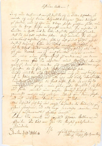 Gerstacker, Samuel Friedrich - Autograph Letter Signed 1820