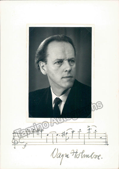 Holmboe, Vagn - Autograph Music Quote Signed + Photo