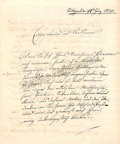 Jaeger, Franz - Autograph Letter Signed 1830