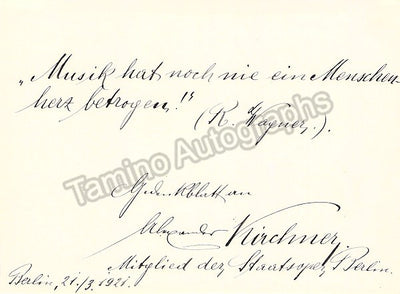 Kirchner, Alexander - Text Quote Signed 1921