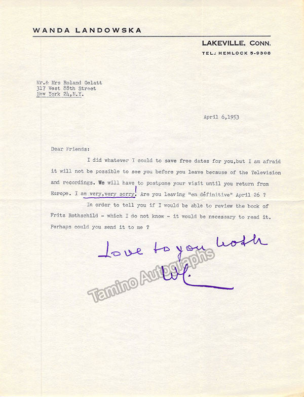 autograph landowska wanda lot of 12 typed letters signed 10