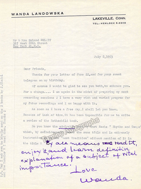 autograph landowska wanda lot of 12 typed letters signed 11