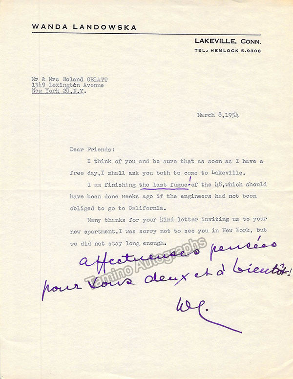 autograph landowska wanda lot of 12 typed letters signed 12