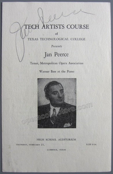 Peerce, Jan - Signed Program 1950