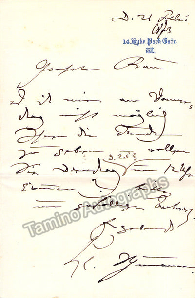 Schumann, Clara - Autograph note signed