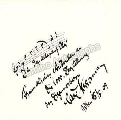 Streitmann, Carl - Autograph Music Quote from The Gypsy Baron, Signed 1909