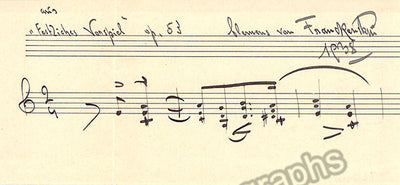 Von Franckenstein, Clemens - Autograph Music Quote Signed + Autograph Letter 1938