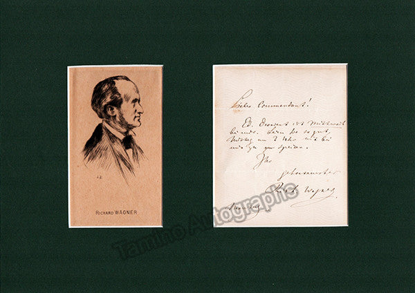 Wagner, Richard - Handwritten Note Signed, Matted with a Print