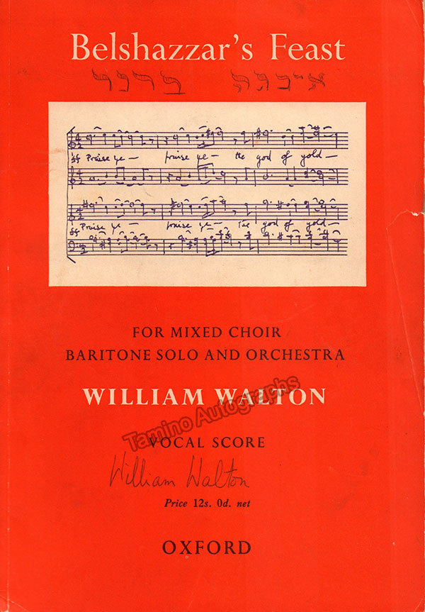 autograph walton william signed printed vocal score belshazzar s feast 1