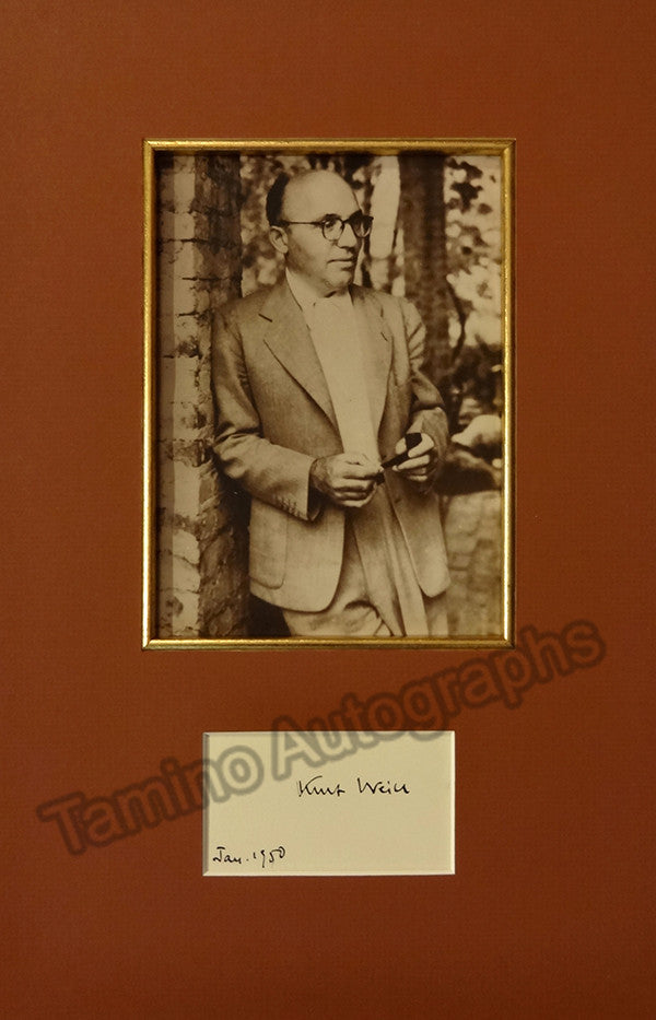 autograph weill kurt signature and photo on mat 1950 1