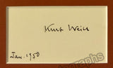 Weill, Kurt - Signature and Photo on Mat 1950