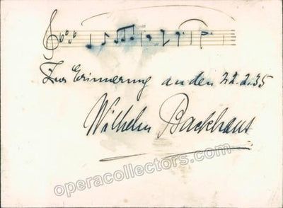 Backhaus, Wilhelm - Autograph Music Quote Signed