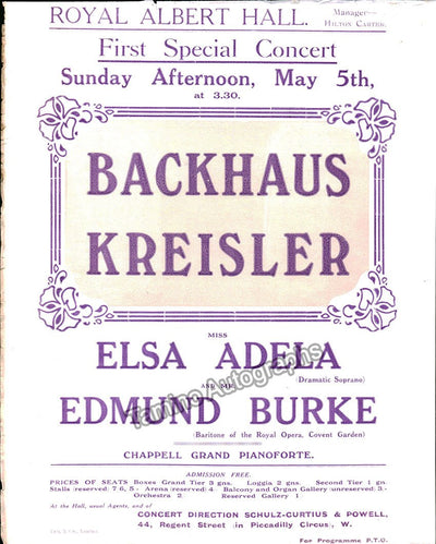 Backhaus, Wilhelm - Kreisler, Fritz - Circa 1910