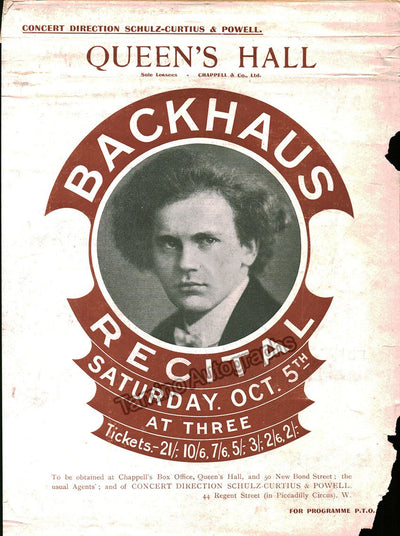 Backhaus, Wilhelm - Lot of 7 Playbills 1910s and 20s