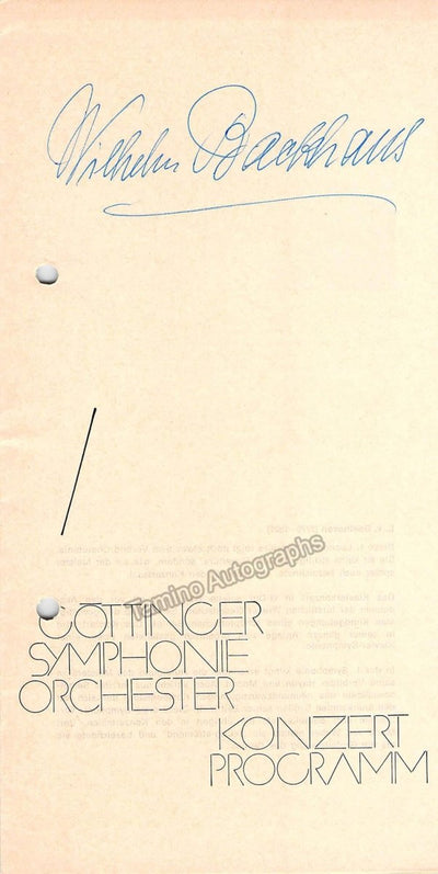 Backhaus, Wilhelm - Signed Program Gottingen 1968