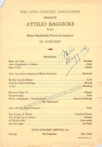 Baggiore, Attilio - Signed Program San Francisco