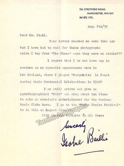 Baillie, Isobel - Typed Letter Signed
