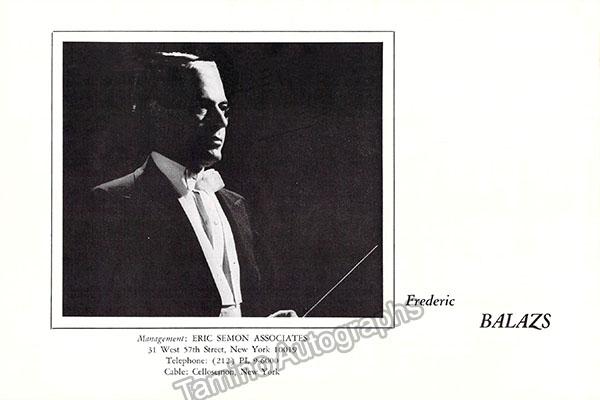 Balazs, Frederic - Autograph Letter Signed 1966 - Tamino