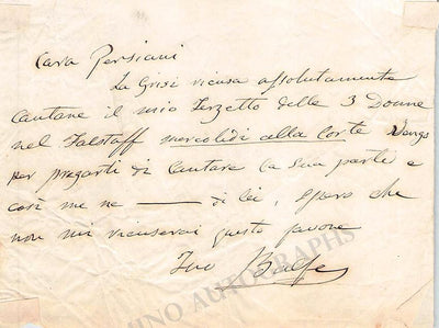 Balfe, Michael William - Autograph Note Signed