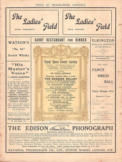 Ballet Russe - Program with Karsavina & Nijinski London 1911