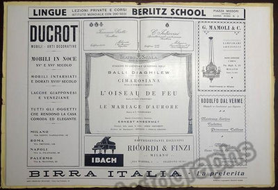 Ballet Russes - Diaghilev - La Scala Program Season 1926-27