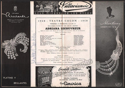 Barbieri, Fedora - Signed Program Teatro Colon, Buenos Aires 1948