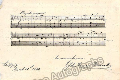 Barnett, John Francis - Autograph Music Quote Signed 1860