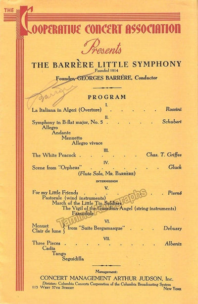 Barrere, Georges - Signed Program