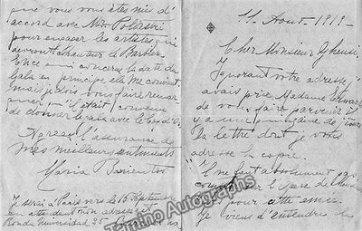 Barrientos, Maria - Autograph Note Signed 1919