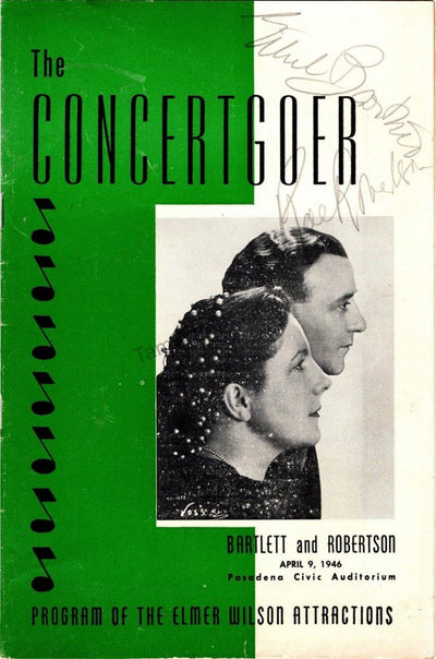 Bartlett, Ethel - Robertson, Rae - Double Signed Program Pasadena 1946