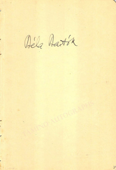 Bartok, Bela - Signature on Album Page + Photo