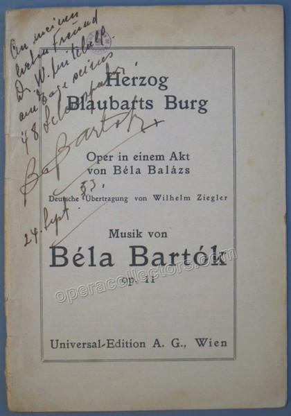 Bartok, Bela - Signed Libretto for his opera Bluebeard´s Castle - Tamino