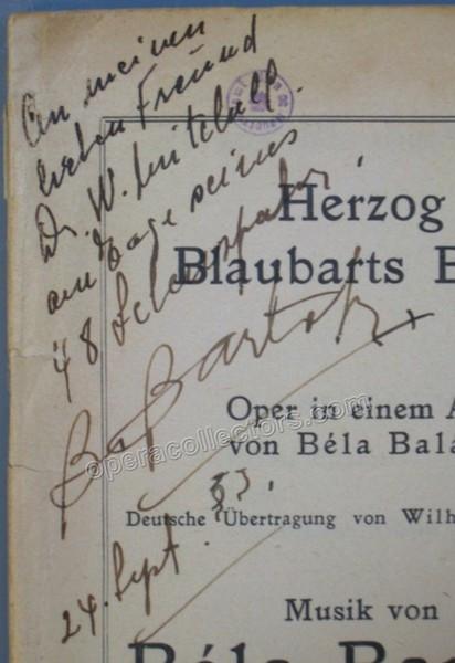 Bartok, Bela - Signed Libretto for his opera Bluebeard´s Castle - Tamino