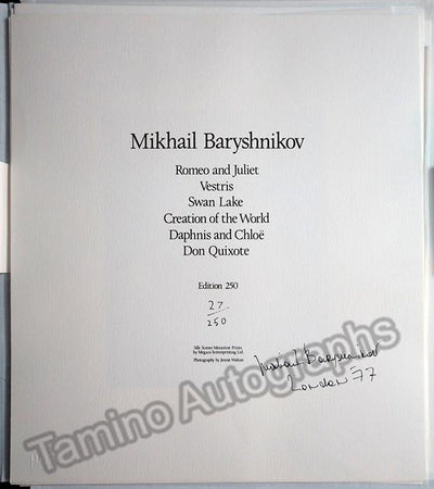 Baryshnikov, Mikhail - Signed Book Limited Edition - Romeo and Juliet, Vestris, Swan Lake, Creation of the World, Daphnis and Chloe, Don Quixote