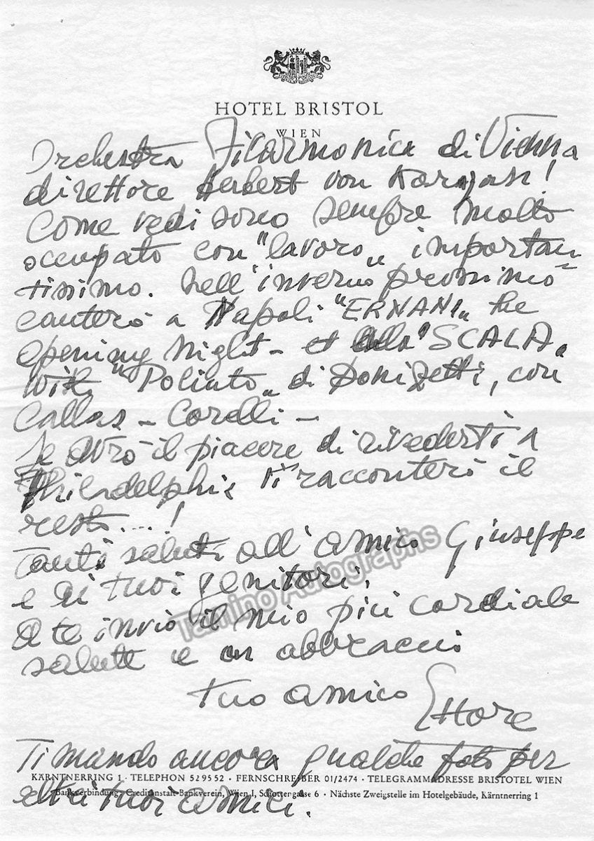 Bastianini, Ettore - Autograph Letter Signed Lot - Tamino