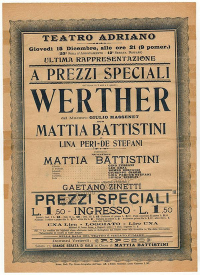 Battistini, Mattia - Teatro Adriano Playbill ca.1910