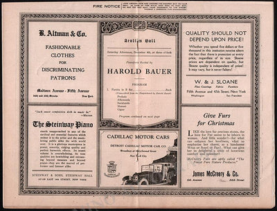 Bauer, Harold - Lot of 3 Concert Programs 1918-1920
