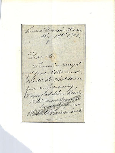 Bauermeister, Mathilde - Autograph Note Signed 1909